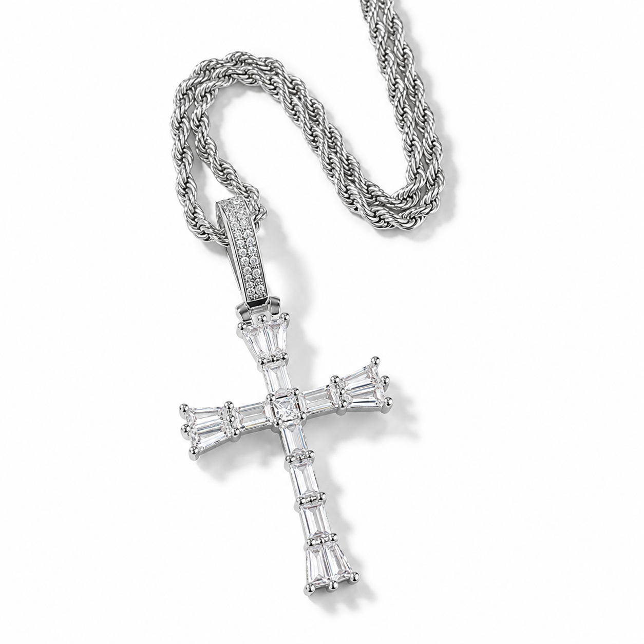 Eclipse Cathedral Baguette Cross Necklace for Men